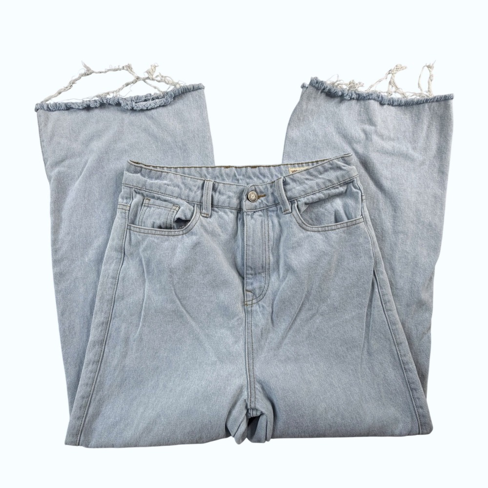 Wish List Jeans Womens Medium Light Wash Wide Leg Raw‎ Hem High Rise Denim Pants